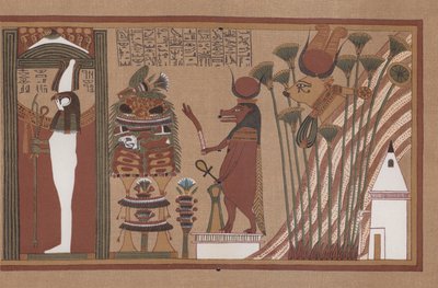 Scène uit het Oude Egyptische Papyrus van Ani, een Dodenboek in het British Museum door German School
